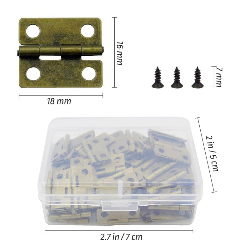 HKACSTHI 100 Pieces Small Hinges for Wooden Box Bronze Mini Hinges Tiny Hinge for Jewelry Box, Mini Cabinet and Crafts - Image 2